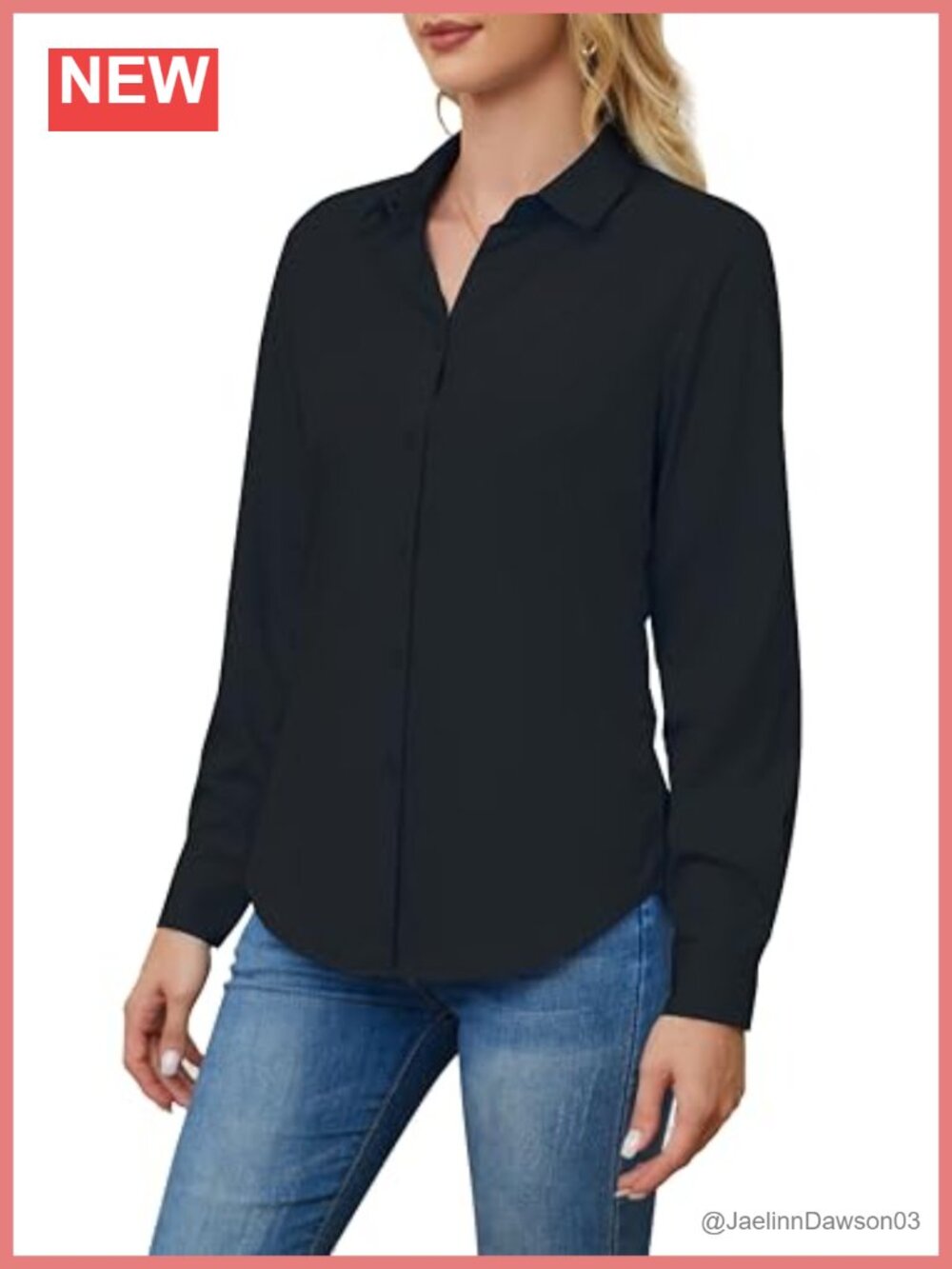 Womens Long Sleeve Button Down Shirt Slim Fit Work Blouse